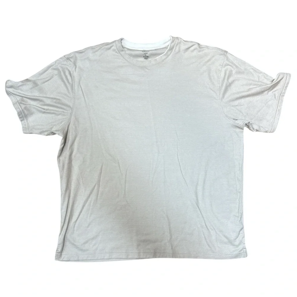 Van Heusen Studio XL Beige Textured Ghost Stripe Tee